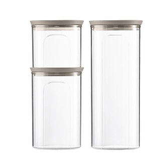 Sada 3 kulatých dóz Tosca, transparetní/světle šedé