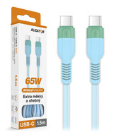 Datový kabel ALIGATOR SoftPastels 3A 65W, USB-C/USB-C, modrý