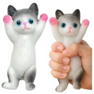 Gniotek sensoryczny Kotek biało-szary 13x6,5cm