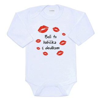Dětské body s potiskem New Baby Boli tu babička s dedkom - velikost 74 (6-9m)