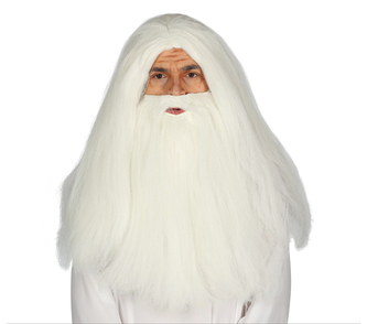 Bílovlasá paruka s vousy