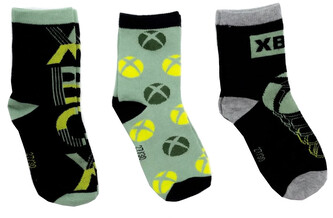 Dětské ponožky Xbox: Ikony a Text set 3 párů (EU 31-34)