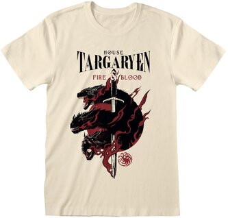 Pánské tričko Game Of Thrones|Hra o trůny: House Targaryen (L) béžová bavlna