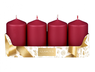 Svíčka adventní metalická matná d5x9cm 4ks