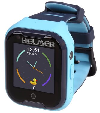 HELMER dětské hodinky LK 709 s GPS lokátorem/ dot. display/ 4G/ IP67/ nano SIM/ videohovor/ foto/ Android a iOS/ modré