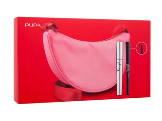 Pupa Vamp! řasenka Vamp! 9 ml + voděodolná tužka na oči Vamp! Eye Pencil 0,35 g Black + růžová kabelka