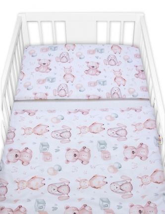 Povlečení do postýlky, bavlna, 2D sada, Veselé hračky, bílá/hnědá, 135x100 cm; 135x100 Povlečení do postýlky, bavlna, 2D sada, Veselé hračky, bílá/hnědá, 135x100 cm; 135x100