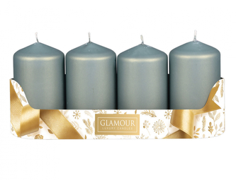 Svíčka adventní metalická matná d5x9cm 4ks