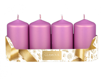 Svíčka adventní metalická matná d5x9cm 4ks