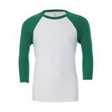 Tričko Bella Triblend Baseball 3/4 - bílé-zelené, XXL