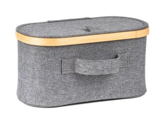 Úložný box G21 30 x 15 x 15 cm, bambusový s víkem, šedý