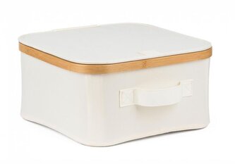 Úložný box G21 30 x 30 x 15 cm, bambusový s víkem, béžový