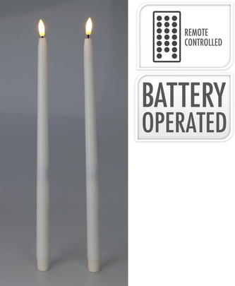 Sada 2 ks - LED kónická svíčka s časovačem, bílá, 38x2 cm