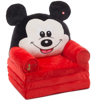 Velké rozkládací plyšové křesílko 3v1, Baby Nellys, Mickey - červené