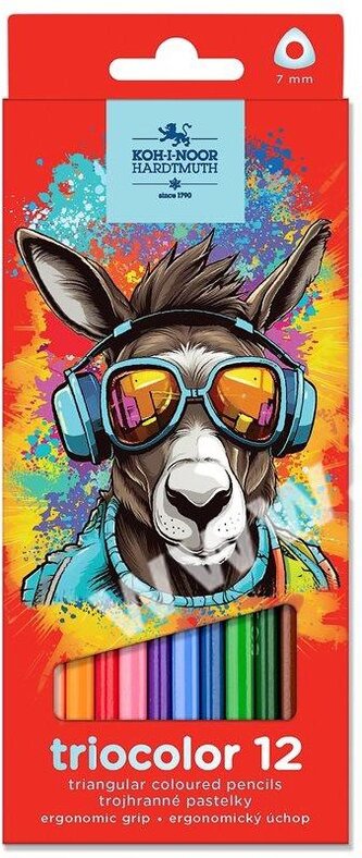 KOH-I-NOOR Trojhranné pastelky Triocolor 12ks Osel KOH-I-NOOR Trojhranné pastelky Triocolor 12ks Osel