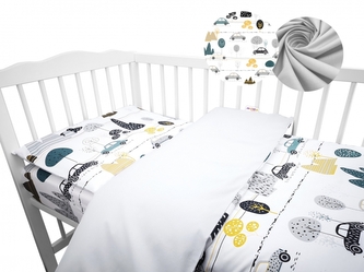 2-dílné bavlněné povlečení Baby Nellys - Auta v aleji, šedá, roz. 135x100 cm; 135x100 2-dílné bavlněné povlečení Baby Nellys - Auta v aleji, šedá, roz. 135x100 cm; 135x100