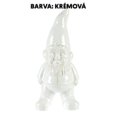 Trpaslík keramický - soška, barva krémová