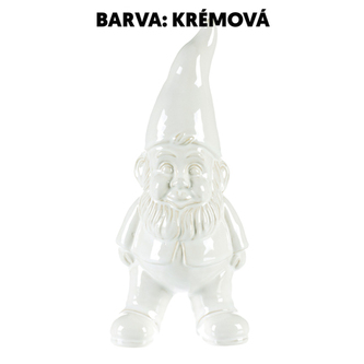 Trpaslík keramický - soška, barva krémová