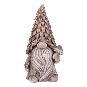 Trpaslík s houbou - zahradní dekorace, magnesium, šedý