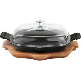 Pánev litinová s víkem a prkénkem 26 x 26 cm LAVA Metal