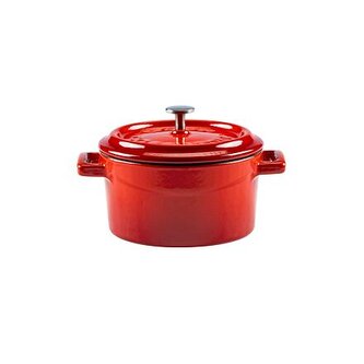 Hrnec litinový kulatý, červený,obsah 0,35 l,  Ø 10 cm LAVA Metal