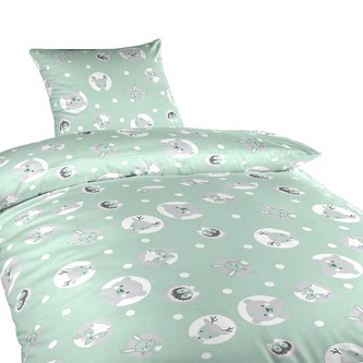 Dadka Povlečení bavlna do postýlky Zvířátka mentolová 90x130, 45x60 cm Dadka Povlečení bavlna do postýlky Zvířátka mentolová 90x130, 45x60 cm