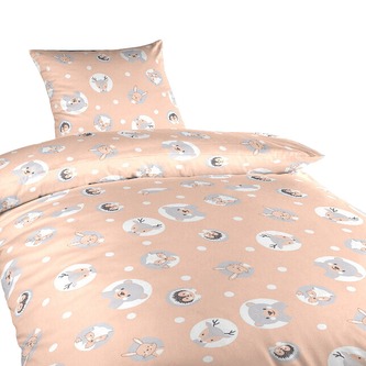 Dadka Povlečení bavlna do postýlky Zvířátka meruňková 90x130, 45x60 cm