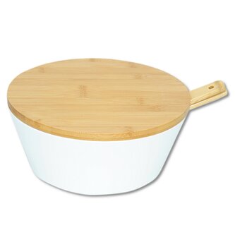 Mísa na salát a ovoce s příborem, Ø 26 cm, plast/bambus, bílá KESPER 32620 Mísa na salát a ovoce s příborem, Ø 26 cm, plast/bambus, bílá KESPER 32620