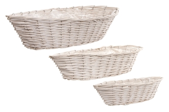 Proutěný košík Boris bílý, sada 3 ks