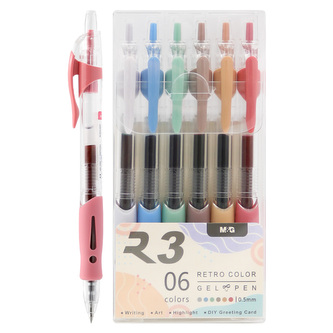 Gelový váleček M&G Retro, hrot 0,5 mm - sada 6 barev