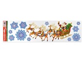 Okenní fólie 160x580mm, Santa se sobím spřežení,mix barev