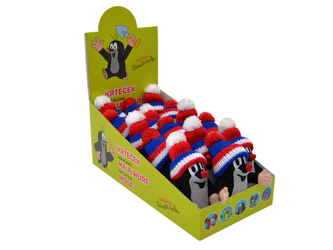 Prodejní box 15 ks, Krtek 12 cm kulich trikolora, plyšová hračka