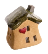 Keramický domek na čajovou svíčku 10 cm zelený