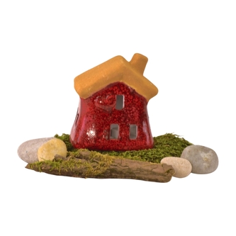 keramický domek červený LED