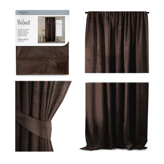 Závěs AmeliaHome Velvet 140x270 cm tmavě hnědý, velikost 140x245
