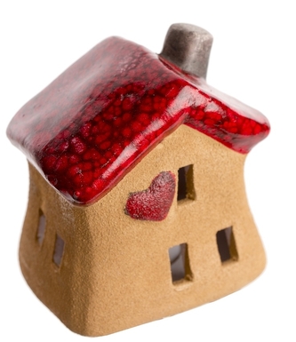 Keramický domek na čajovou svíčku 10 cm červený