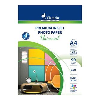 Fotopapír VICTORIA "Universal", pro inkoustový tisk, matný, A4, 90 g