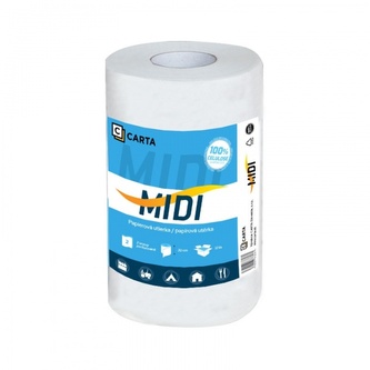 Papírová utěrka CARTA Midi 2 vrstvy, návin 55 m, 220 útržků, výška 20 cm, bal. 12 ks