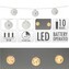 Světelný řetěz 10 LED bílý teplý, lampičky 5 cm, glitrované s hvězdičkama, délka 1,5 m