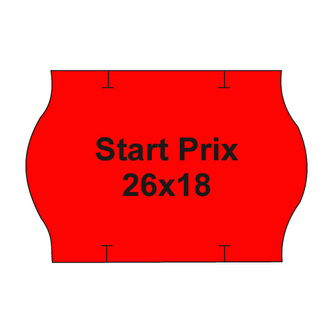 Etikety cen. PRIX 26x18 oblé - 1000 etiket/kotouček, červené