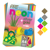 Složka barevného papíru A4 (výkresů) ART karton 7 listů /7 barev NEON, 250g/m2