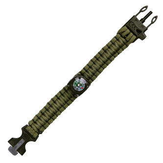 Náramek Paracord 101 Inc Survival Compass 9 - olivový