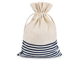 Dárkový pytlík 18,5x28 cm lněný s proužky - 10 ks - 2 modrá delta