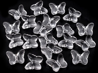 Plastové korálky motýl 15x18 mm - 500 ks - 1 transparent