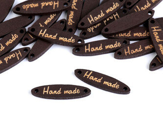Dřevěná cedulka / ozdoba Handmade 6x27 mm - 100 ks - 3 hnědá tmavá