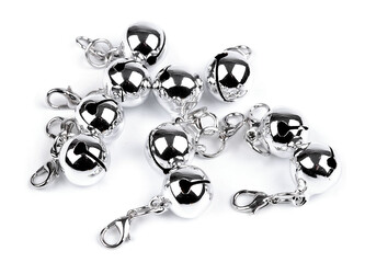 Rolnička s karabinkou Ø13 mm - 20 ks - 1 stříbrná Rolnička s karabinkou Ø13 mm - 20 ks - 1 stříbrná