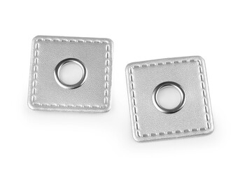 Průchodka s koženkovým čtverečkem k našití, průvlek 10 mm - 20 ks - 1 stříbrná
