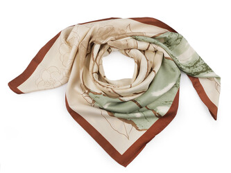 Saténový šátek 90x90 cm - 1 ks - 1 krémová světlá zelená