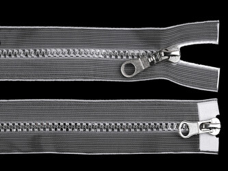 Zip kostěný No 5 dělitelný 2 jezdce / dvoucestný 60 cm transparentní - 1 ks - transparent stříbrná