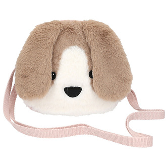 Malá kabelka přes rameno Princess Mimi, Hnědo-bílý pejsek, dlouhá ouška a květinový vzor